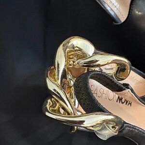 Fashion Nova Black Heels with Gold Accents
